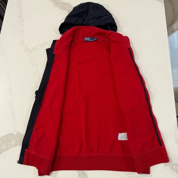 Polo Ralph Lauren Downhill Skier Double Knit Hooded Vest Cookie Men’s Large Red - Picture 8 of 11